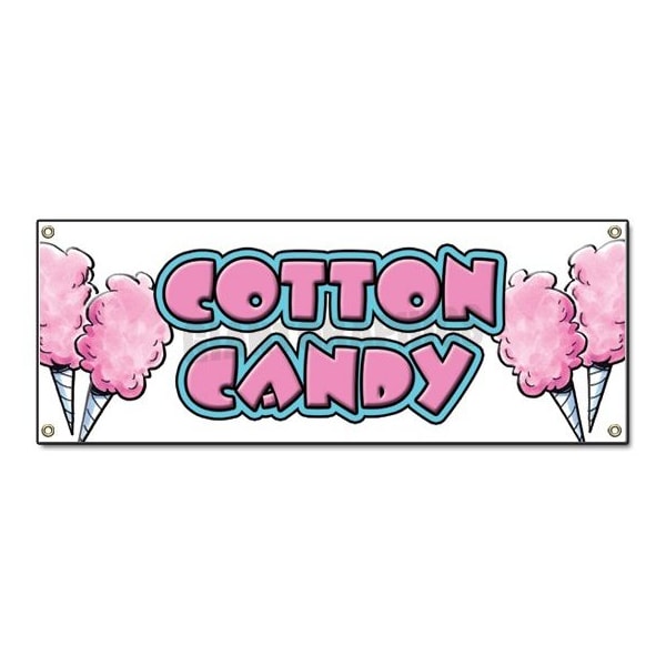 COTTON CANDY BANNER SIGN cart stand trailer signs fairy floss fresh hot snak